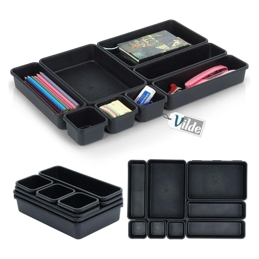Storage Solutions Modulares Schubladen-Ordnungssystem - Schwarz - 8-teilig (59989830)