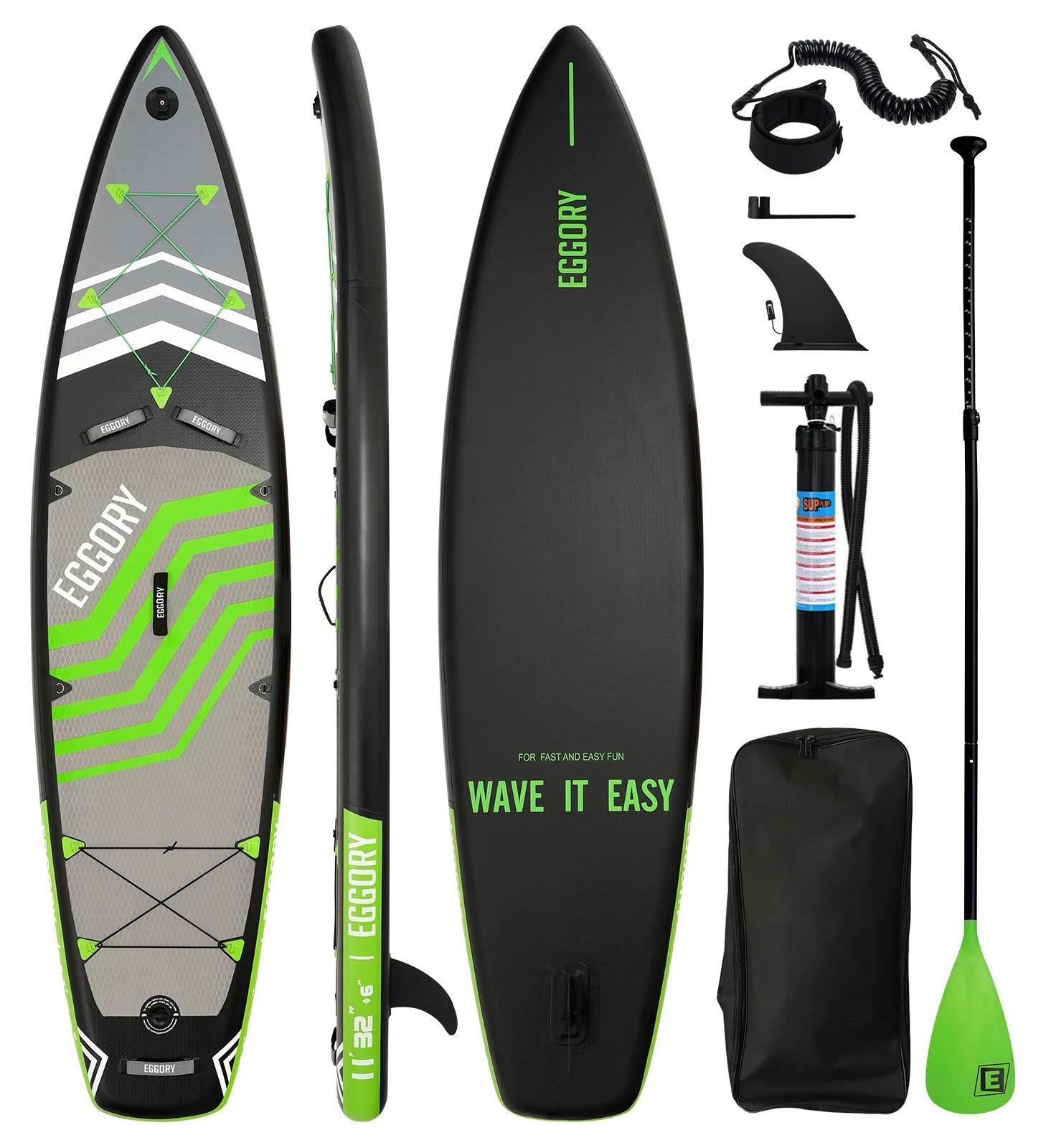 Aufblasbares Stand-Up-Paddle-Board, extra breites Design, integrierte Maßstab, Fluoreszierendes Grün