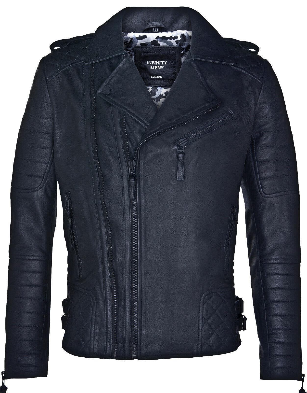 Biker-gesteppte Brando-Motorradjacke aus Leder