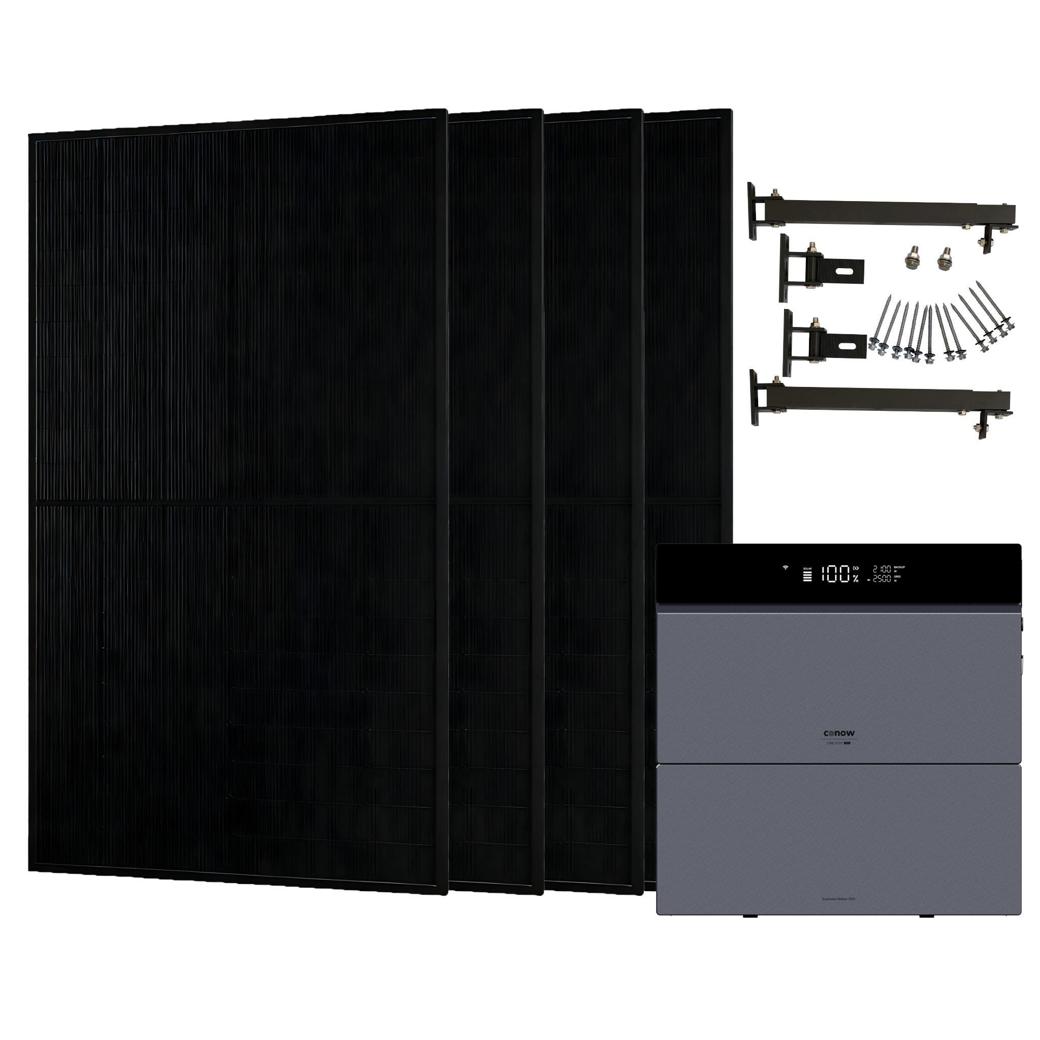 Conow CBE2000 Pro Balkonkraftwerk 1820W, 4x JA Solar 455W Glas-Glas, Flachdach-Montage, 1 Batterie