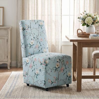 Furniture of America Valea French Fabric Fully Upholstered Dining Chair with Casters