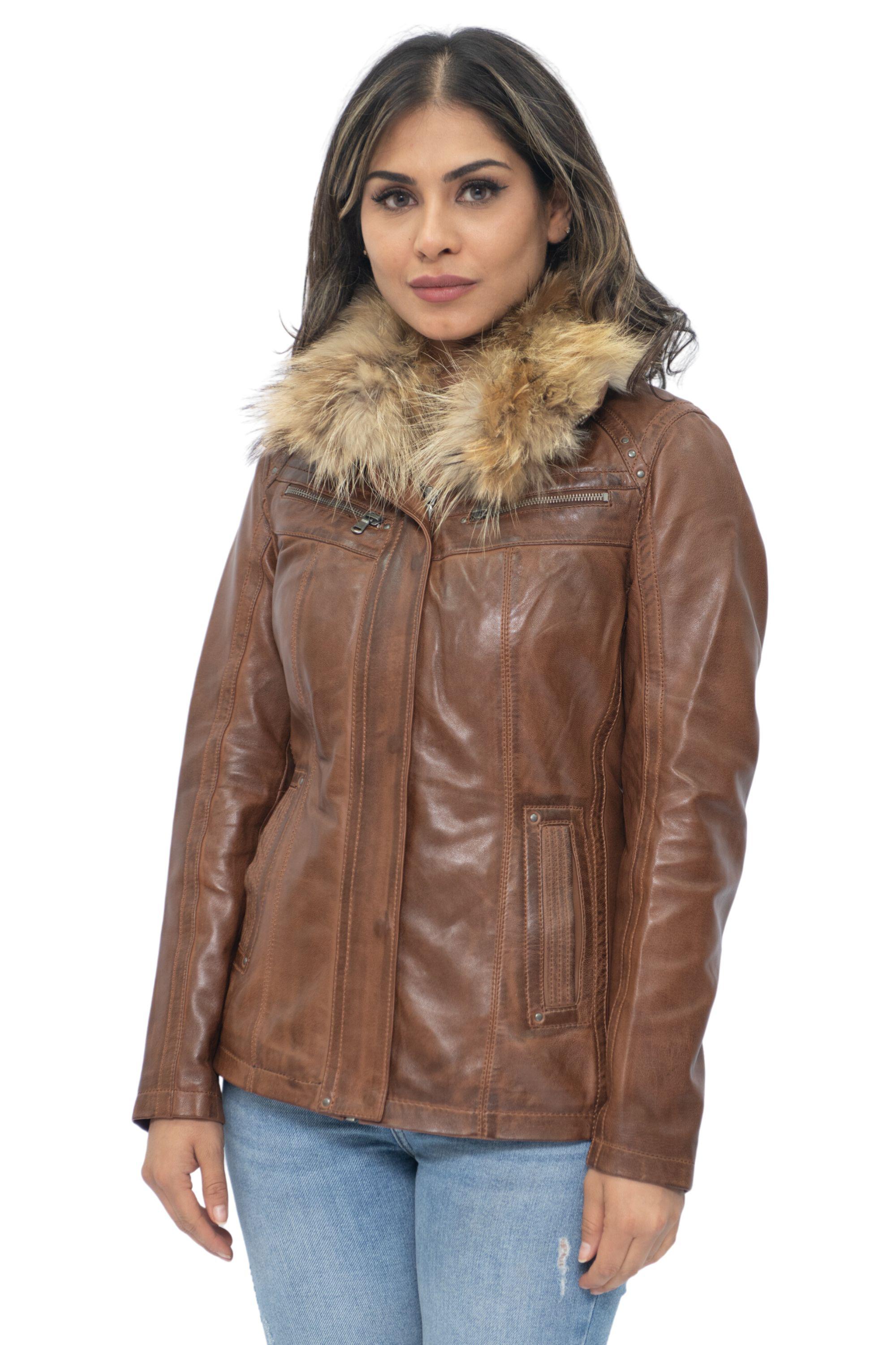 Damen-Parker-Jacke aus Leder – Arvada