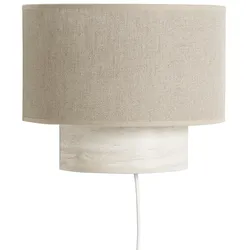 Design-Wandleuchte aus beigem Leinen und Travertin-Effekt H20 cm SEMA