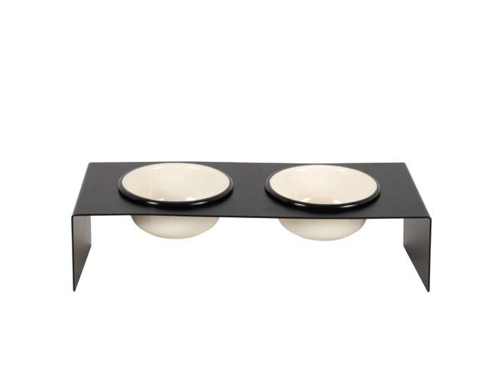 2er Set Futternäpfe aus Metall, schwarz und weiß