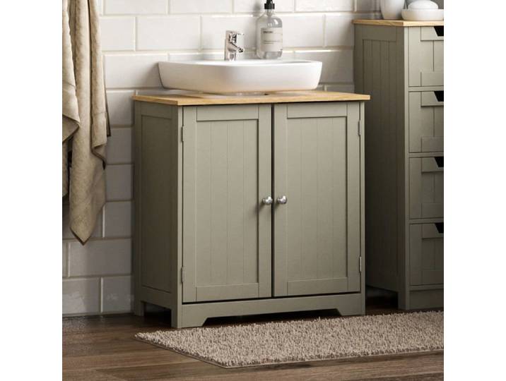 Vida designs - 3331332 - Meuble sous lavabo Gris Bath Vida Priano Armoire de Salle de Bain a Poser au Sol Bois d'ingenierie