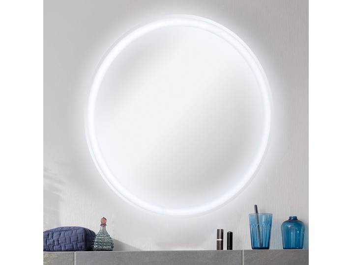 home24 Spiegel met verlichting rond 60cm zilver gecoate spaanplaat 60cm