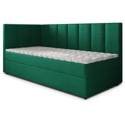 BOXBETT BEVE 80x200 cm mit Matratze und Topper, H2+H3 - Grün