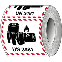 Brady, Etiketten, ADR-LBM-UN3481, B-7610, Verpackungsetiketten - Lithiumbatterie-Markierung, Papier, matt, Sch