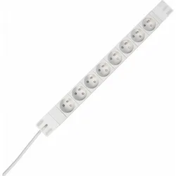 Kopp 931804014 PROFIversal 8-fach, Steckdosenleiste in Mittenschutzkontakt-Ausführung, 19”, 2m Zuleitung, Farbe: aluminium  - 19 Stück