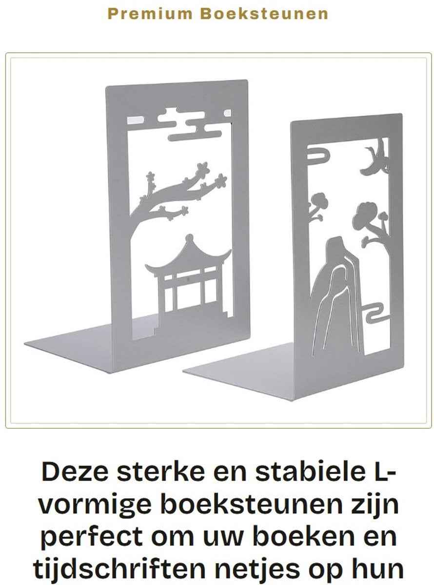 Dailygoods Boeksteunen Zwart - Sterke en Stabiele Metalen Boekenhouder