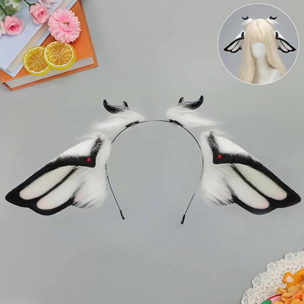 INF Gothic Engel Stirnband Cosplay Requisite - Süße Tierohren für Halloween & Anime Schwarz-Weiss