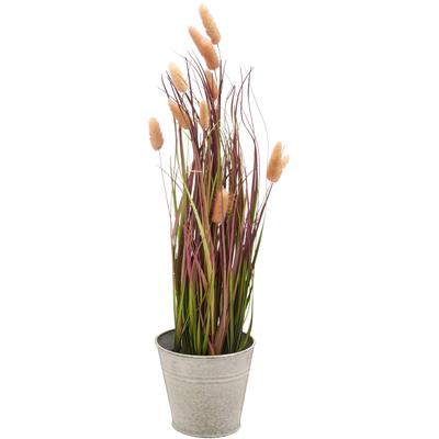 Kunstgras CREATIV GREEN "Grasbusch Lagurus", grün (grün, rosa), H:60cm Ø:14cm, Kunststoff, Kunstpflanzen, mit zarten Blüten
