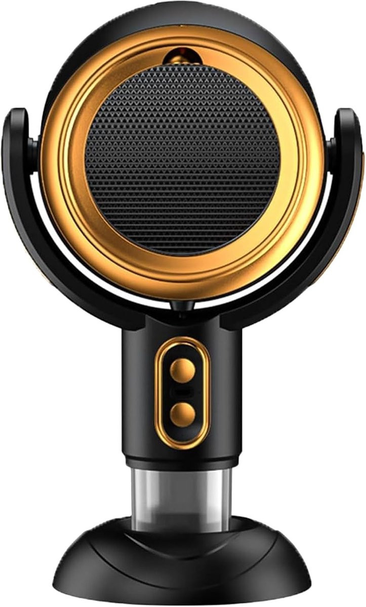 Compacte tafelmodel afzuigventilator en draagbare rook- en luchtreiniger in goud en multicolor
