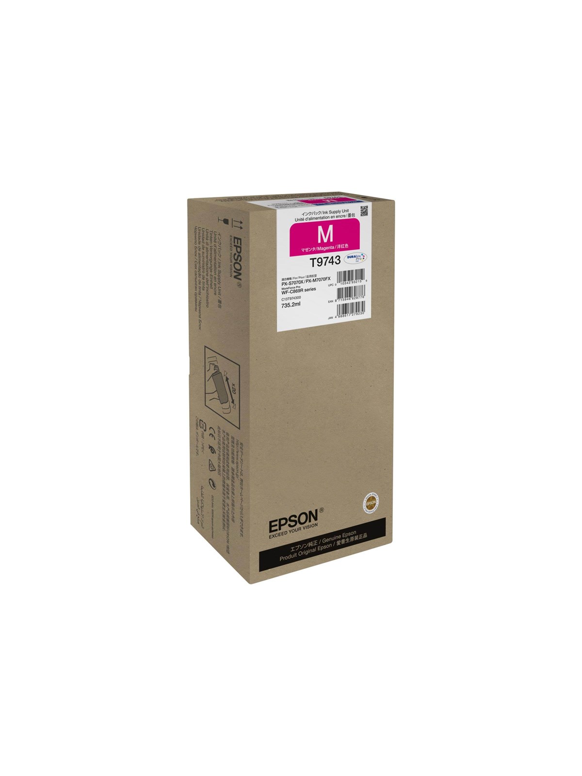 Epson T9743 - XXL size - magenta - original - ink cartridge