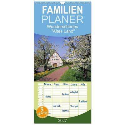Familienplaner 2027 - Wunderschönes 'Altes Land' mit 5 Spalten (Wandkalender, 21 x 45 cm) CALVENDO