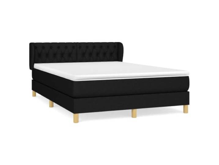 PUGYNBK Boxspringbett mit Matratze, Schwarz, 140 x 190 cm Verstellbares Kopfteil, Taschenfederkerne, mittlere Festigkeit, atmungsaktives Gewebe