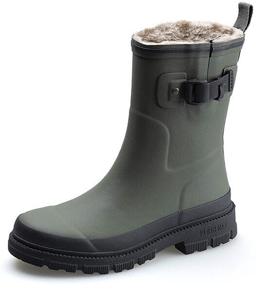 Verbenas Lina Fur Lined Welly Khaki & Black