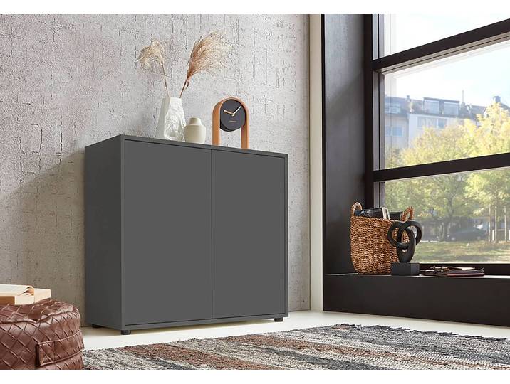 Buffet Milan à 2 portes 79 x 73 x 33cm Gris/Anthracite