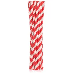 12 Trinkhalme rot gestreift
