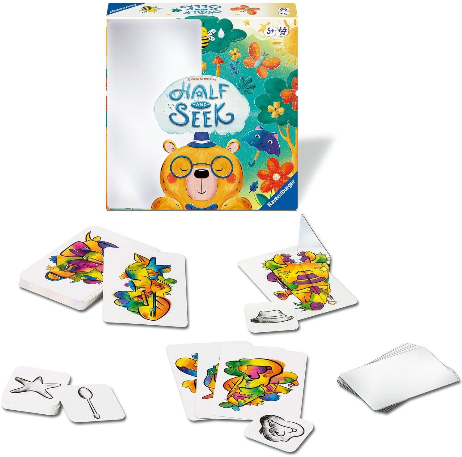 Ravensburger Half and Seek Game Board Game for Kids with Mirrors and Three Variations, Ages 5+, 2-6 Players