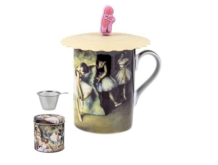 DRW Set mit 6 Teetassen mit Filter, Edelstahl, Ballerinas, Tasse: 8 x 8 x 10 cm
