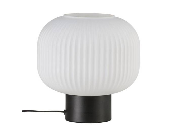 Lampe de table noire avec élégant abat-jour en verre opale