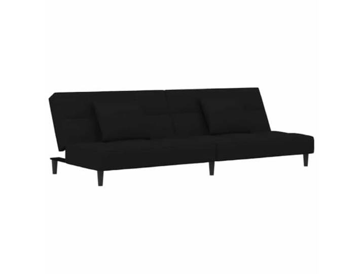 GHVBNMF Schlafsofa 2-Sitzer mit 2 Kissen Klappsofa Schwarz Samt Flexibles Verwandlungsofa mit verstellbarer Rückenlehne und 2 Kissen für Wohnzimmer, Studio und Gästezimmer.