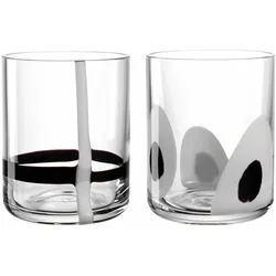 Leonardo Trinkbecher Banda Nera 300 ml, 2 Stück, Schwarz/Transparent, Trinkgläser, Schwarz, Mehrfarbig, Transparent