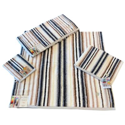 Saunatuch ROSS "Multicolor", grau (anthrazit), B:80cm L:200cm, Frottier, Baumwolle, Handtücher, mit Streifen und gesticktem ROSS-Emblem