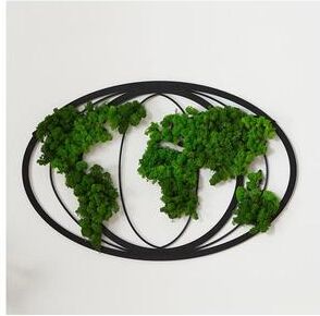 Perfect Picks Market Moss World Map Metal Wall Art Eco Friendly Modern World Map Decor For Home & Office Moss World Map Metal Wall Art Eco Friendly Modern World Map Decor For Home & Office