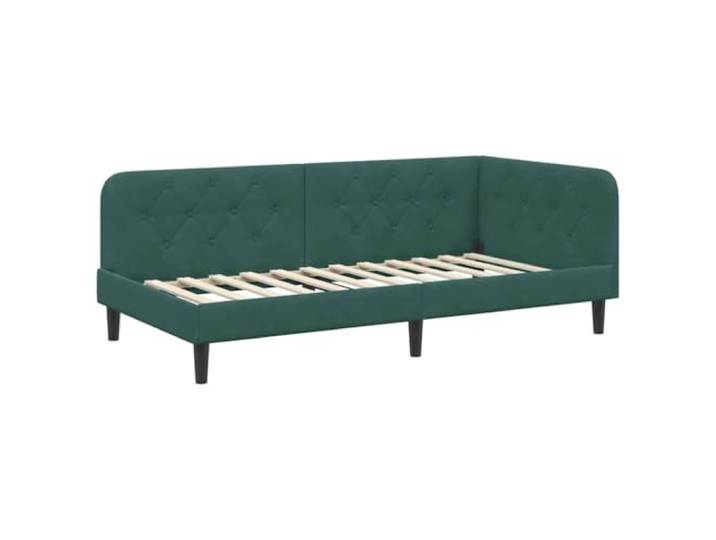 PUGYNBK Eckbettgestell Dunkelgrün, 90 x 200 cm Weicher Samt, wendbare Armlehnen, Schlafsofa, platzsparend