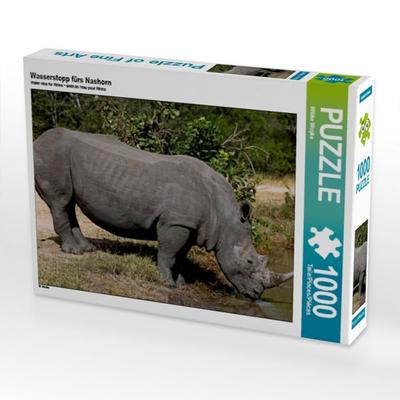 CALVENDO Puzzle Wasserstopp fürs Nashorn | 1000 Teile Lege-Größe 64x48cm Foto-Puzzle für glückliche Stunden