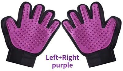 Inspired Living Gentle Pet Grooming Glove For Cats And Dogs purple