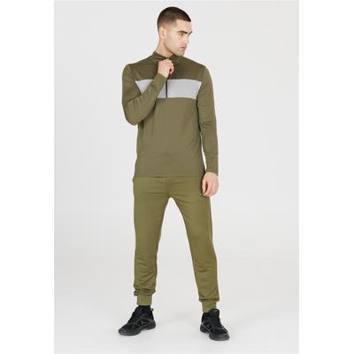 Langarmshirt ENDURANCE "Pete", Herren, Gr. L, grün, 95% Polyester, 5% Elasthan, mehrfarbig, normal, hoch geschlossener Ausschnitt, Shirts Langarmshirt, in atmungsaktiver Qualität
