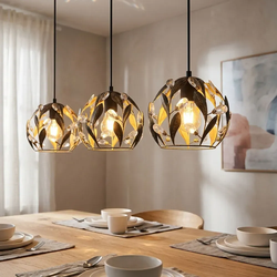 LED Hängeleuchte Pendelleuchte Wohnzimmerlampe Kristalloptik Schwarz Metall H 150 cm