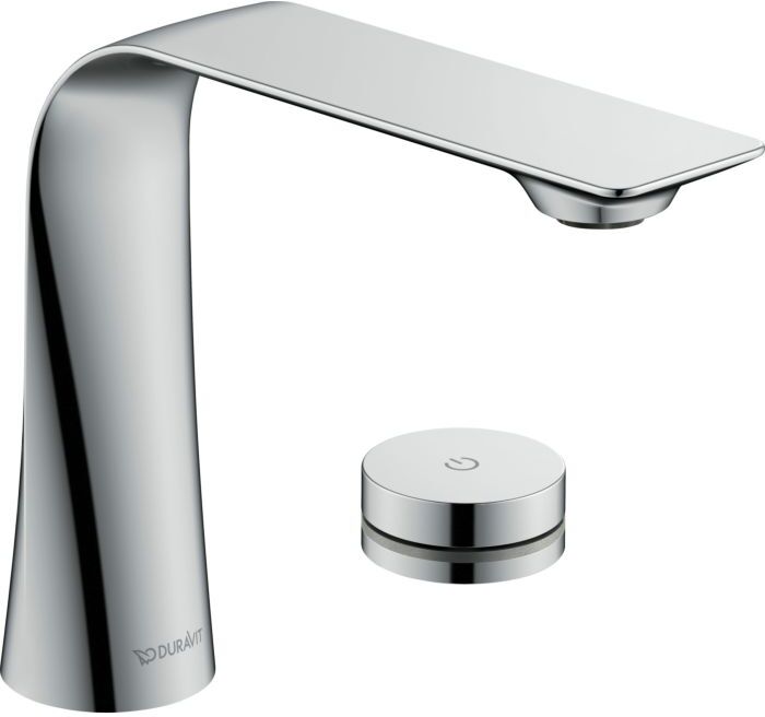 Duravit D.1 Elektronik-Waschtisch-2-Loch-Armatur D11100008010 ohne Zugstangen-Ablaufgarnitur, mit Einbaunetzteil, Ausladung 148mm, chrom
