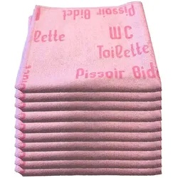 Mikrofasertuch Mopptex Piktogramm WC-Toilette Rot 40 x 40 cm 20er Pack, mit Piktogrammen und Text für Anwendungsbereiche