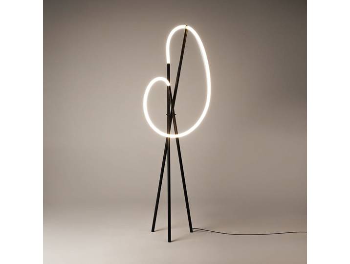 Lampadaire design tube lumineux à LED AURORA - Noir