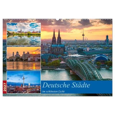 Deutsche Städte im schönsten Licht (Wandkalender 2027 DIN A2 quer), CALVENDO Monatskalender