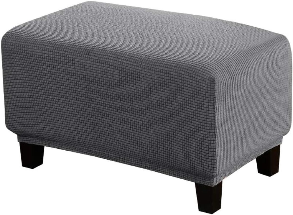 Grijs Ottomaanse hoes voor voetenbank in stretch stof, maat X-Large