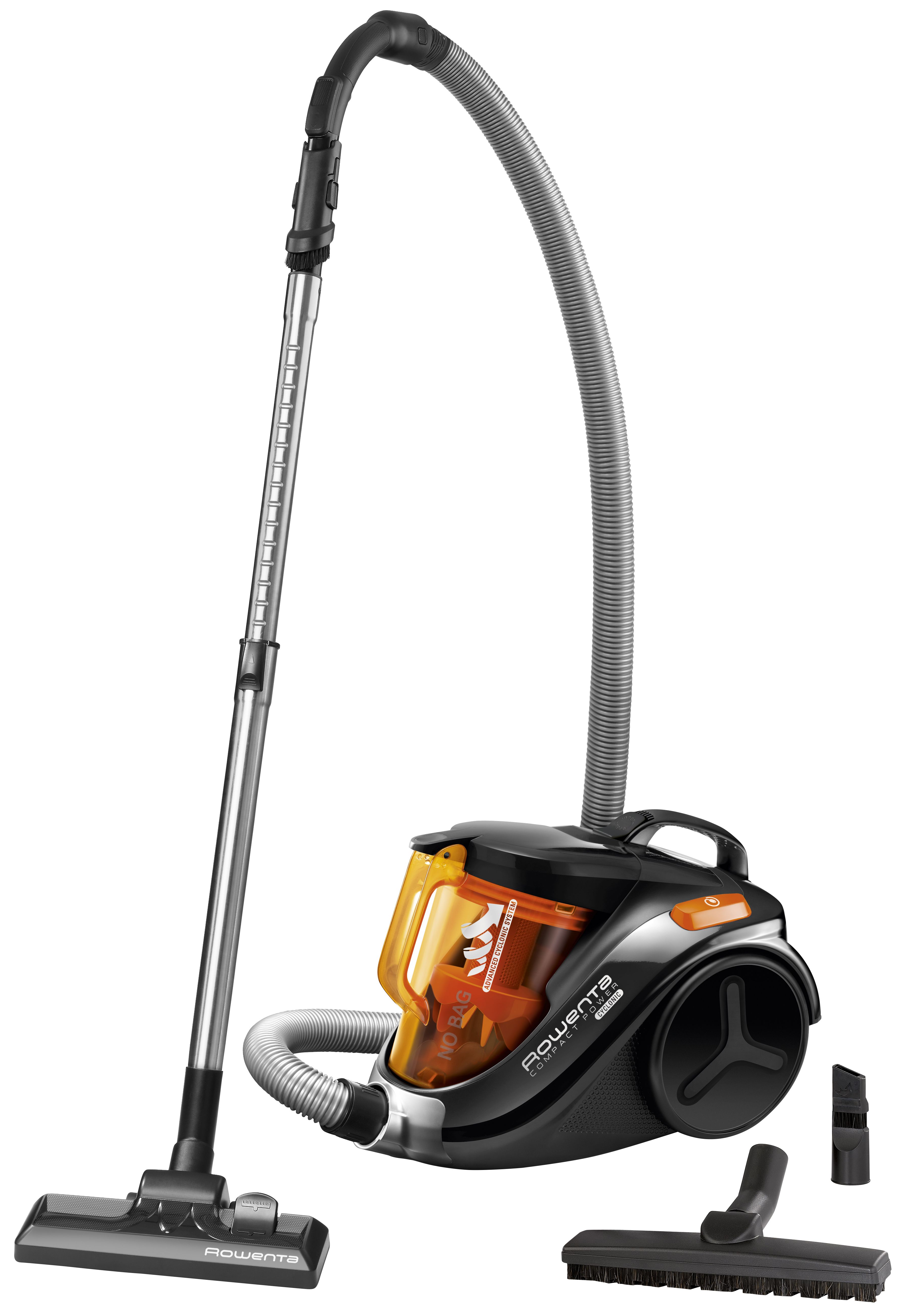 Rowenta RO3753 Compact Power Bodenstaubsauger Beutellos 750 W HEPA (Schwarz, Orange)