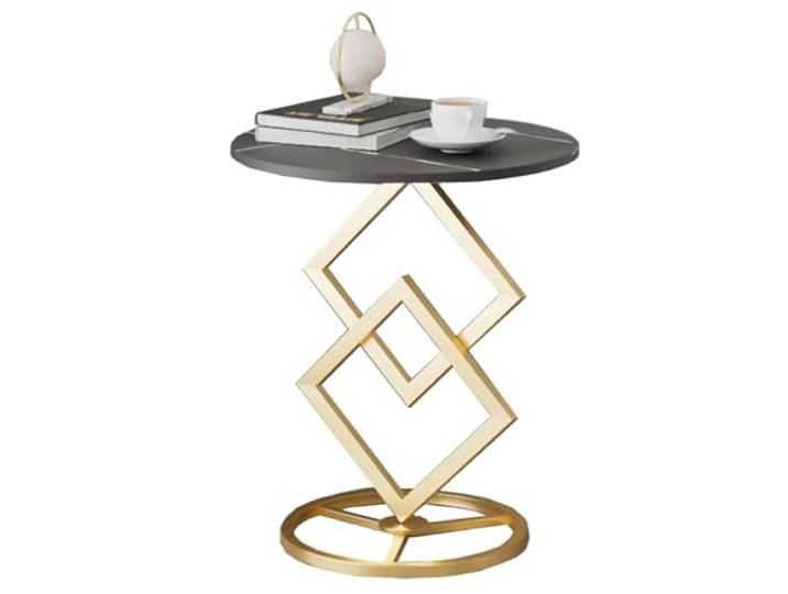 OIFAODAO Runde Tische， Kleiner runder Martini-Tisch, Couchtisch(/Gold,A)