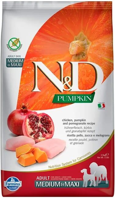 Farmina Ração Cão Adulto Medium Maxi ND Abóbora Frango 2.5 Kg