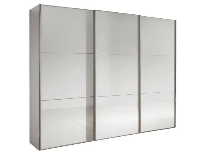 Chameo Schwebetürenschrank, Weiß, Glas, 9 Fächer, 225x236x67 cm, Schlafzimmer, Kleiderschränke, Schwebetürenschränke