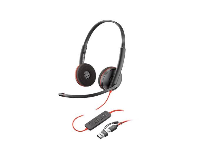 Poly Blackwire 3220 Stéréo Micro Casque filaire Duo USB-C + adaptateur USB-C/A