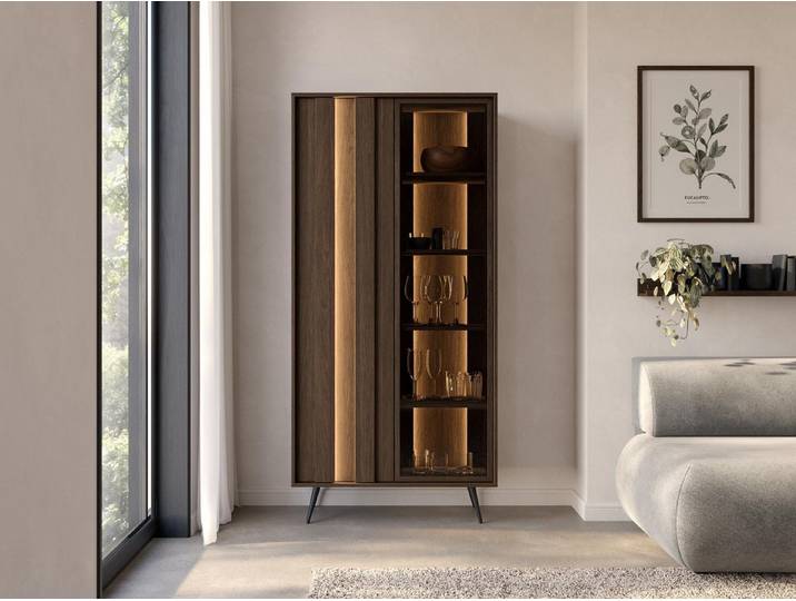Compleo Standvitrine mit 2 Türen, Luxuriöse Vitrine, LED-Beleuchtung