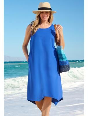 Plus Size Women's brrr Cooling Sharktail Cover Up by Swim 365 in Dream Blue (Size 34/36)