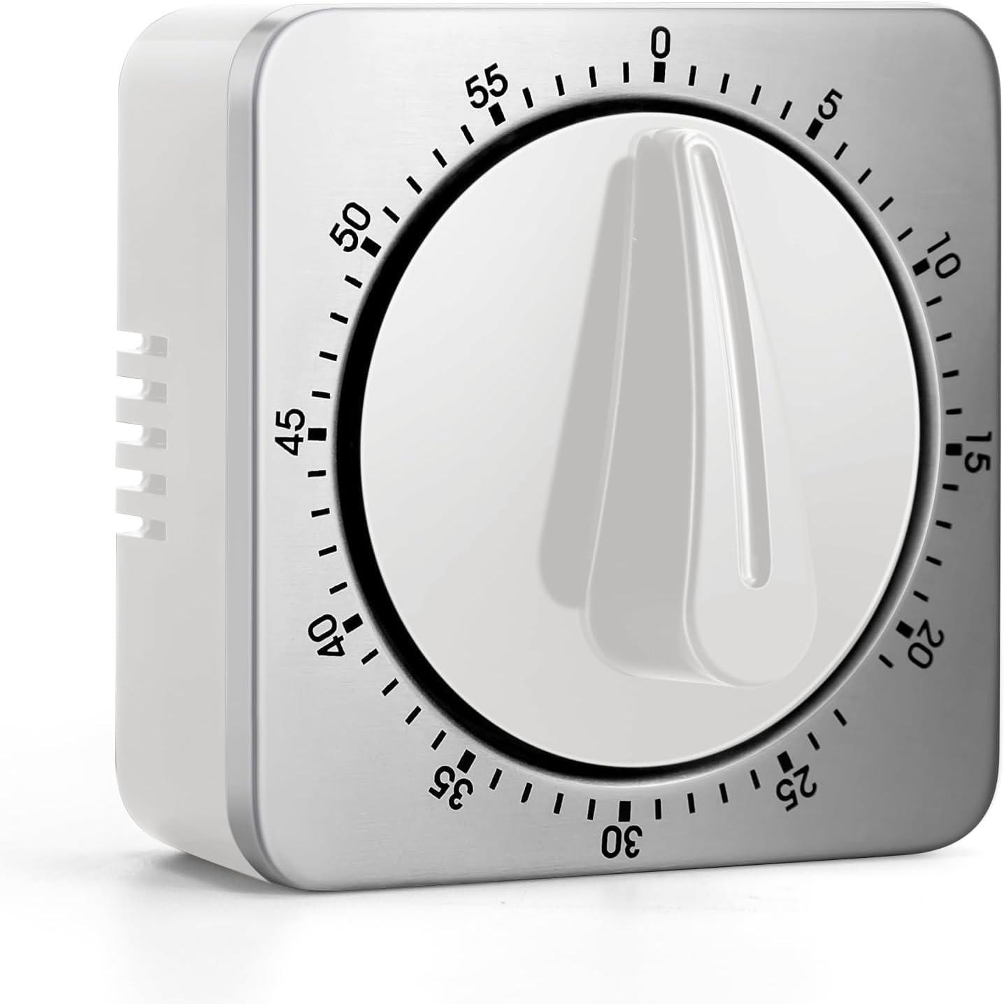 Dripio Mechanische keukentimer met 85 dB alarm en magnetische bevestiging, roestvrij staal