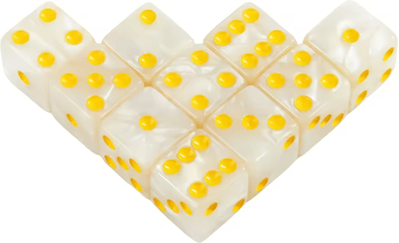 Inspire Curations 16mm Marble Acrylic D6 Dice Set For RPG, Board Games & Math Learning white