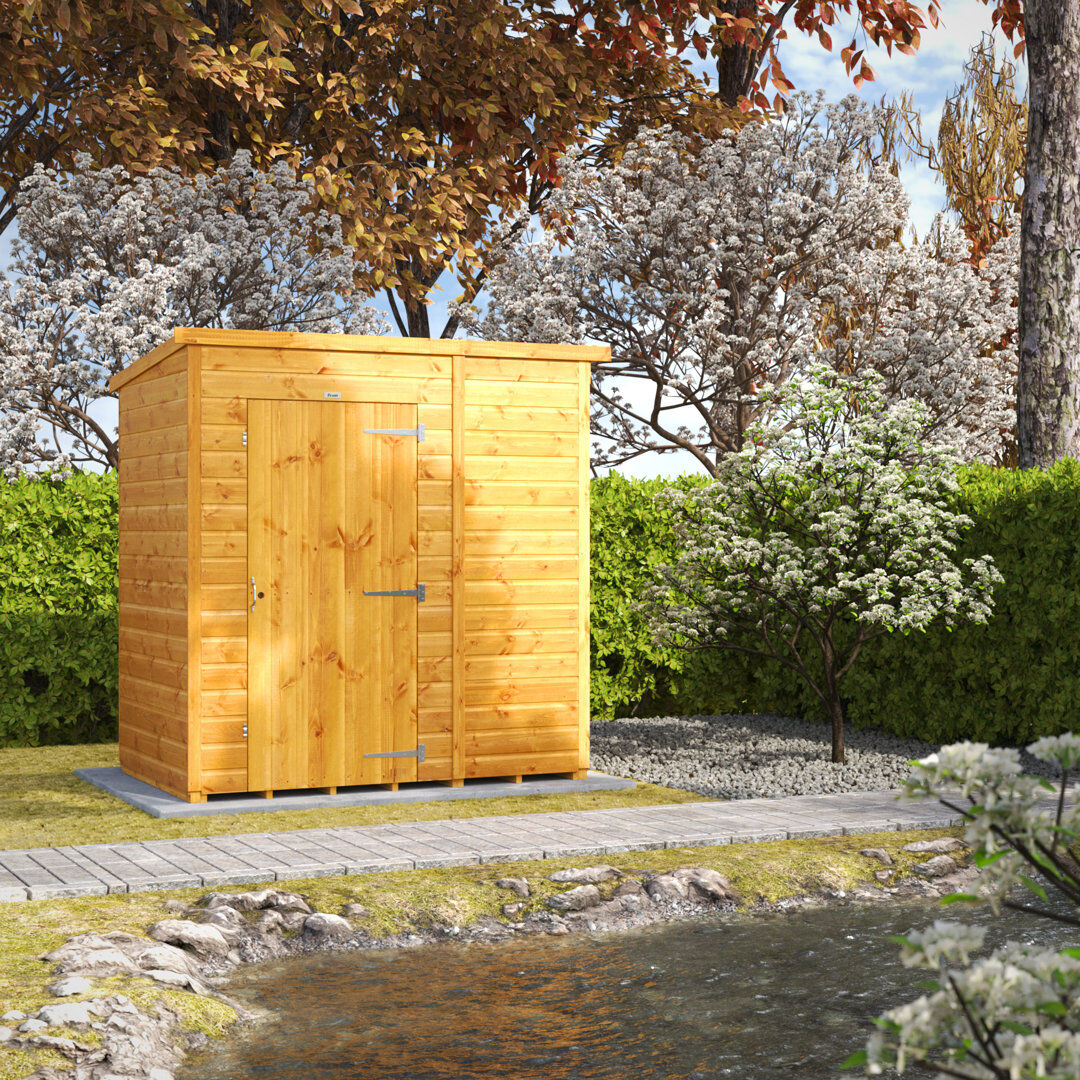 Powersheds 6 x 4ft Timber Tongue & Groove Windowless Pent Garden Shed Golden Brown 130.8cm W X 192.6cm D X 202.8cm H